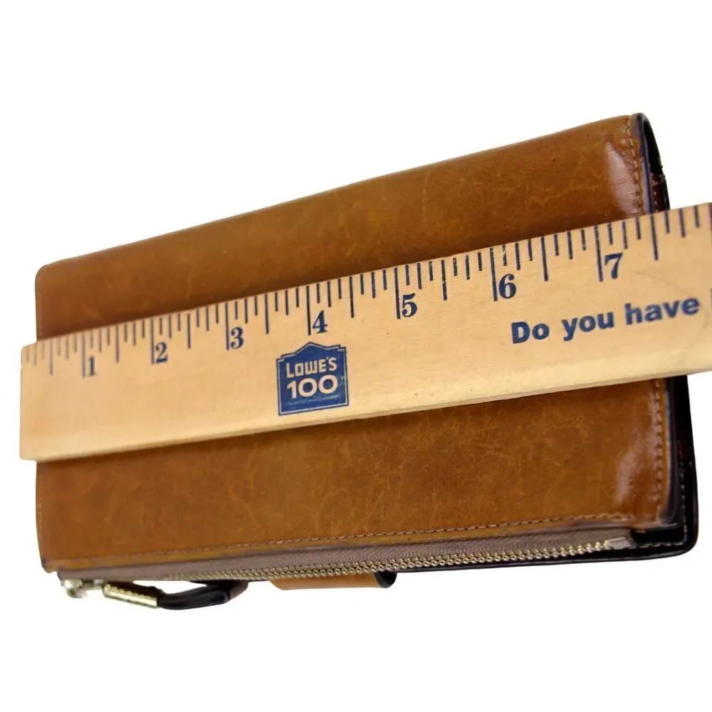 HANDCRAFTED TAN BROWN GENUINE LEATHER ID CARD COIN BILL HOLDER BIFOLD WALLET